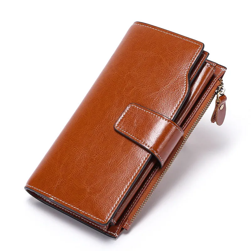 Women Leather Long Wallet with Cellphone Pocket 5156