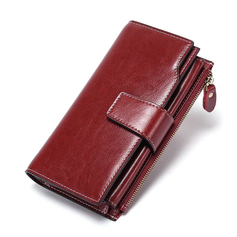 Women Leather Long Wallet with Cellphone Pocket 5156