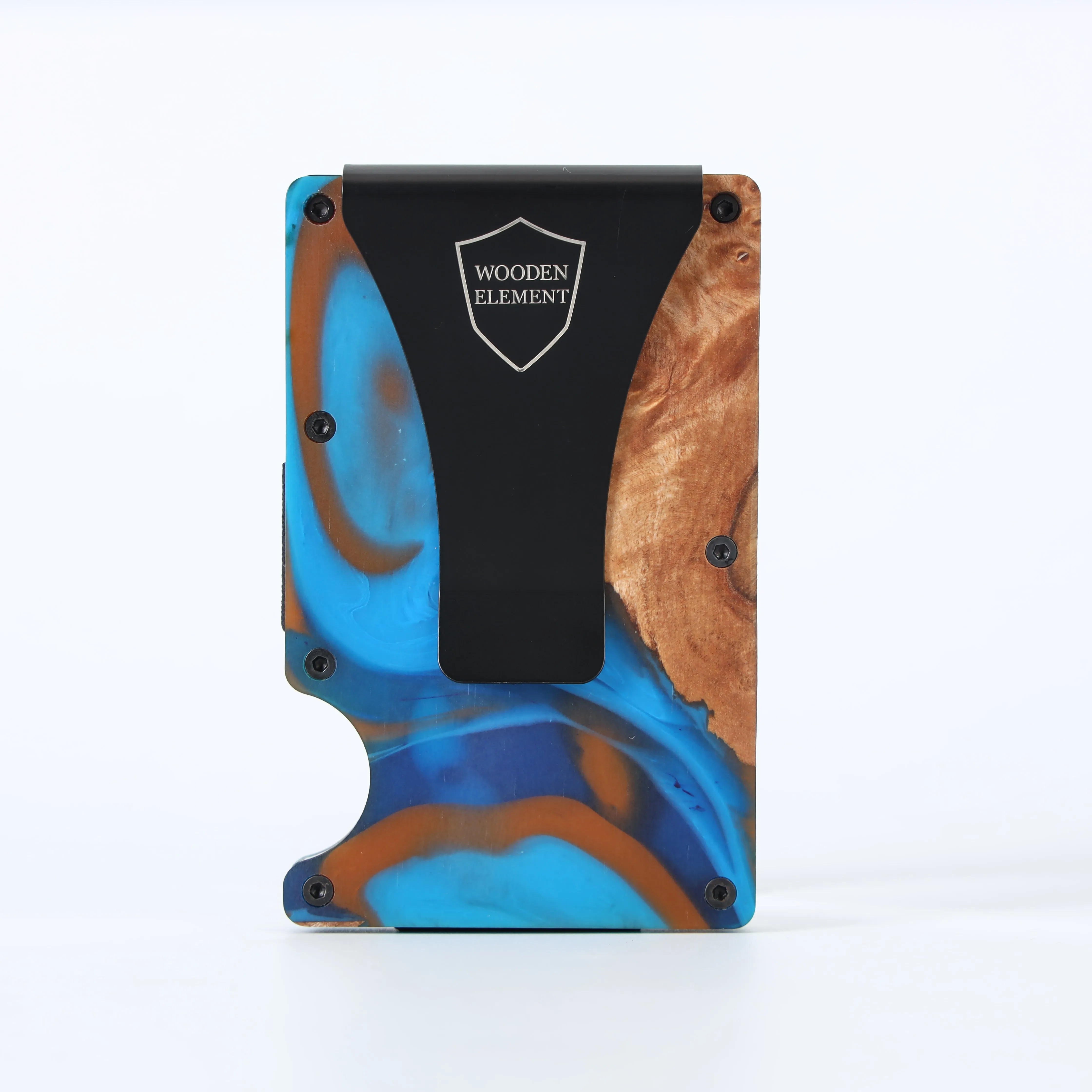 Wood and Resin Smart Wallet (Coffee, Blue and Black)