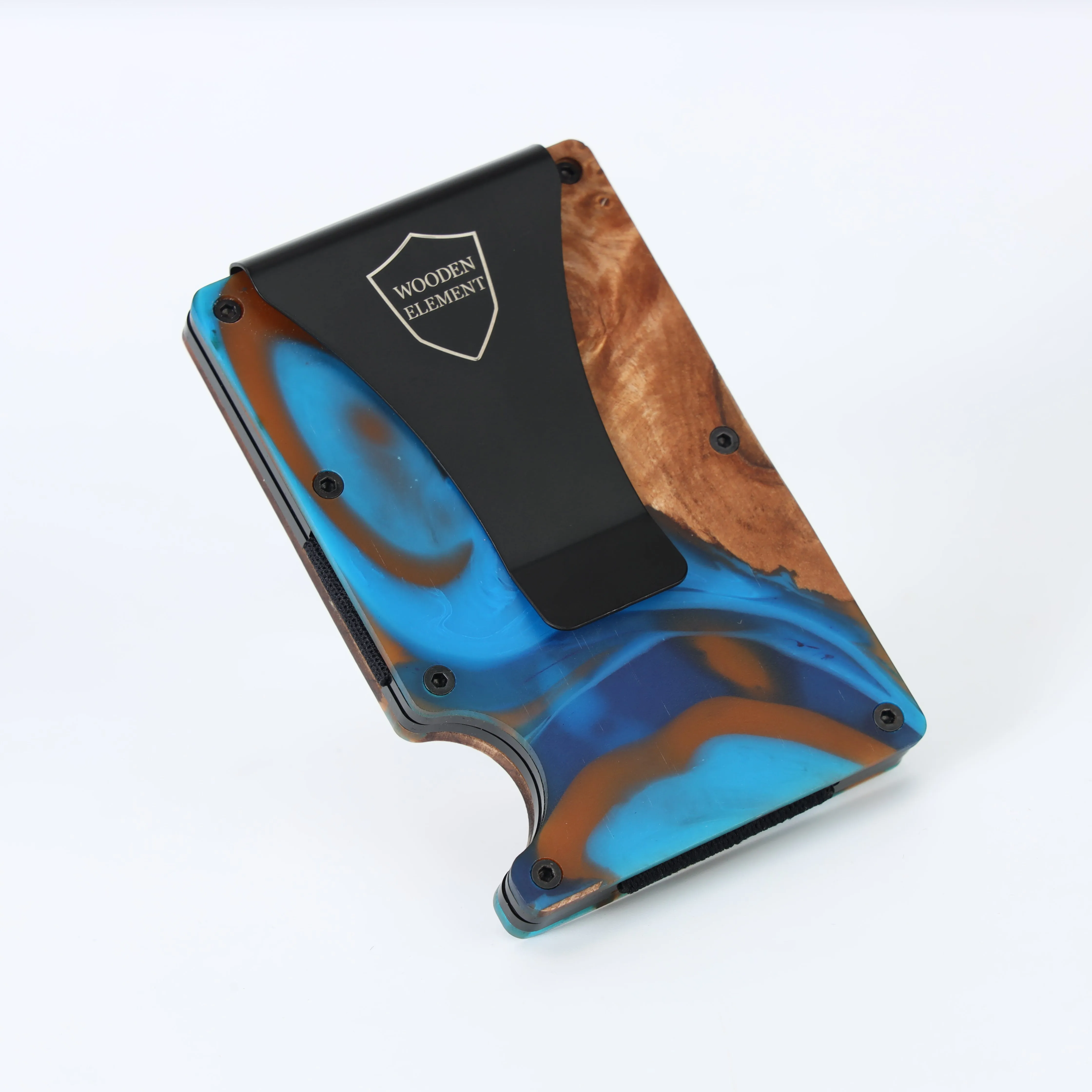 Wood and Resin Smart Wallet (Coffee, Blue and Black)