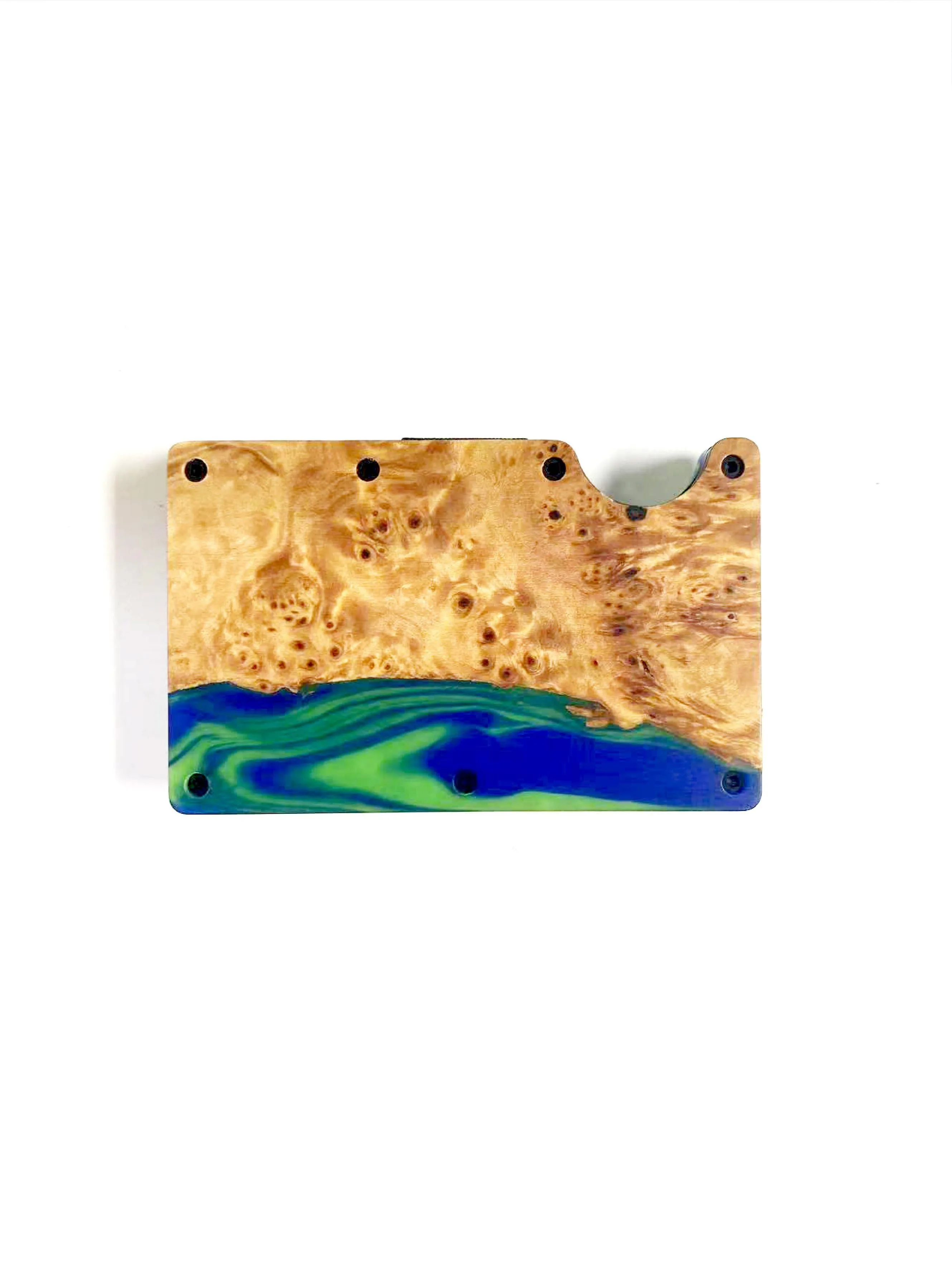 Wood and Resin Smart Wallet (Fluorescent Green   Blue)