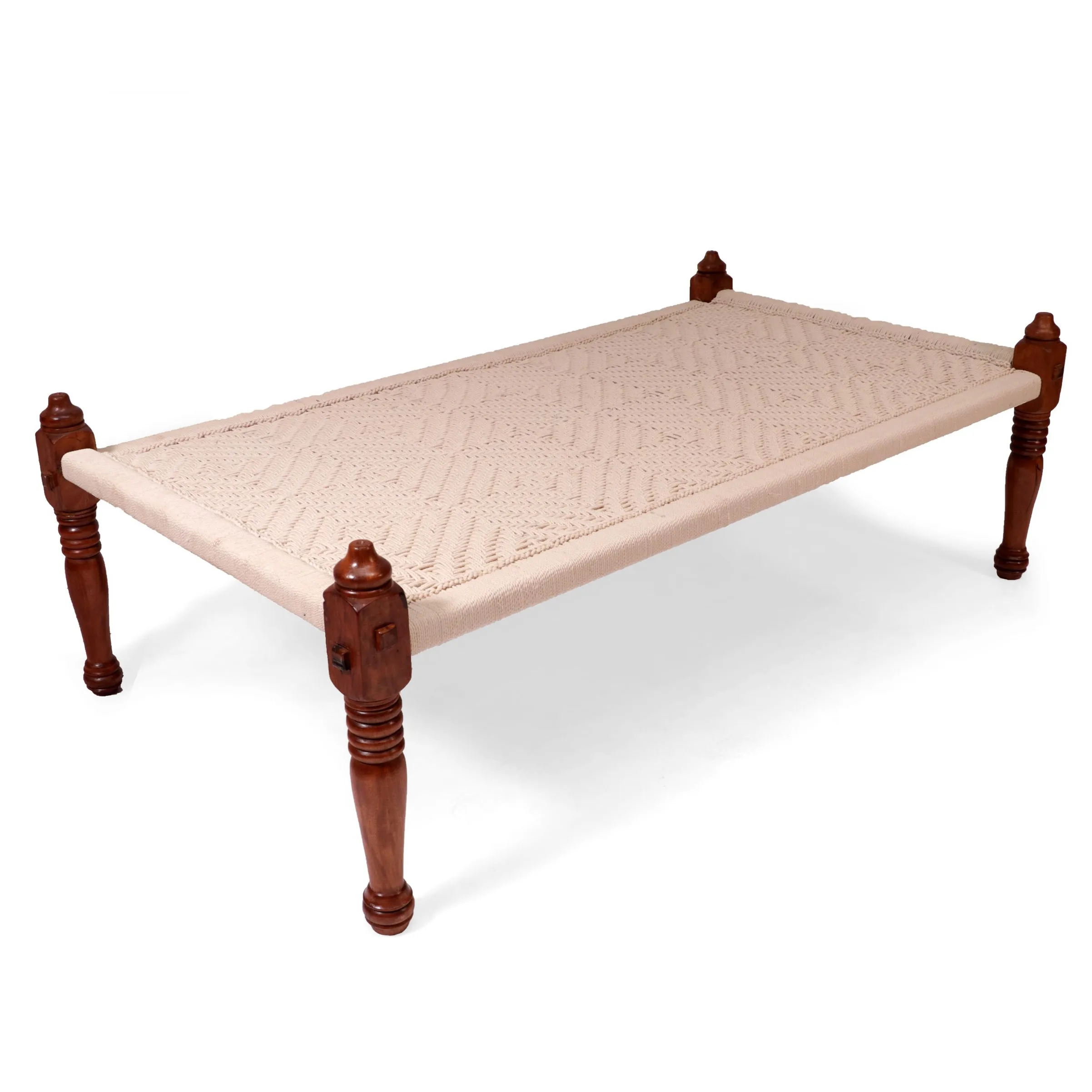 Wooden White Weave Indian Daybed