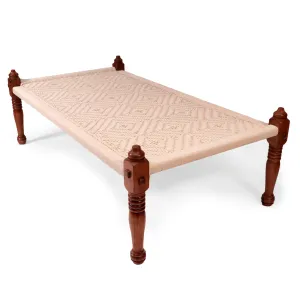 Wooden White Weave Indian Daybed