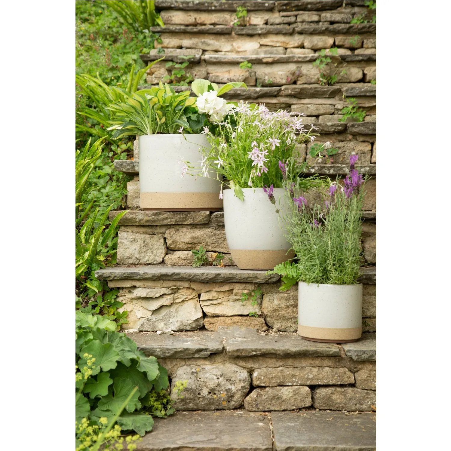 Woodlodge 20cm Cream Speckle Cylinder Glazed Pot