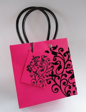 Wow Black Velvet flocked Fuchsia Gift Bag