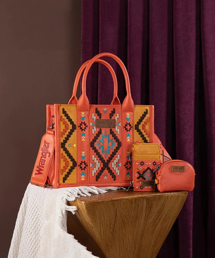 Wrangler Aztec Embroidered Whipstitch Tote Bag Set