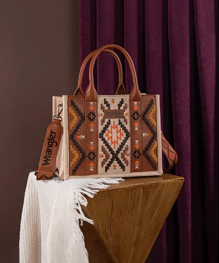 Wrangler Aztec Embroidered Whipstitch Tote Bag Set