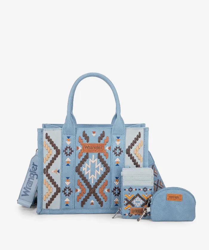 Wrangler Aztec Embroidered Whipstitch Tote Bag Set