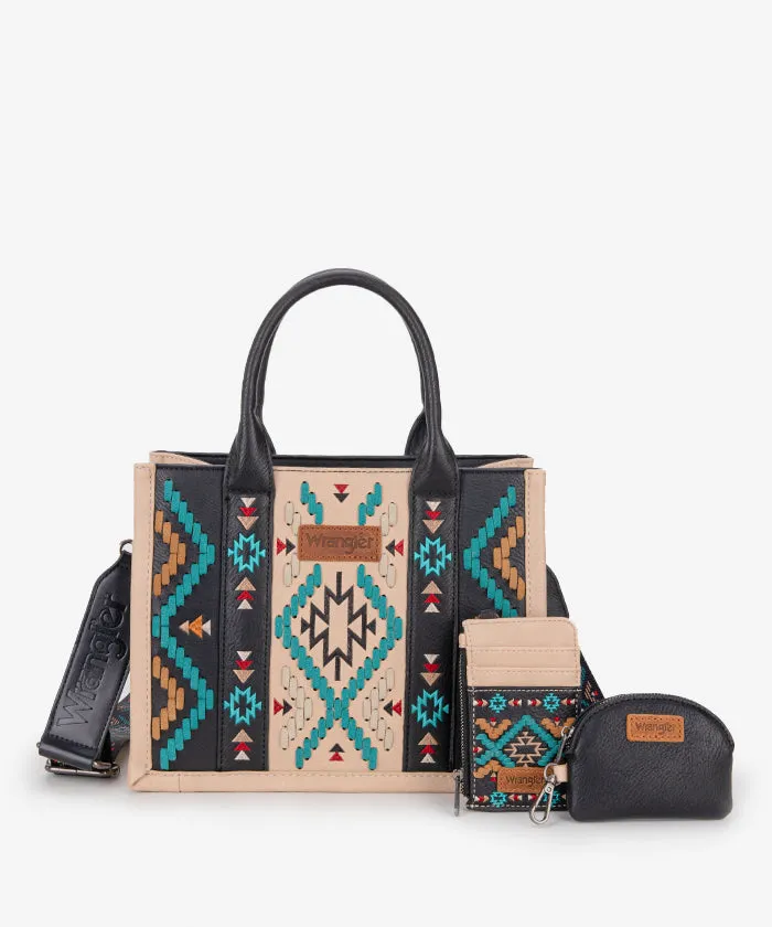 Wrangler Aztec Embroidered Whipstitch Tote Bag Set