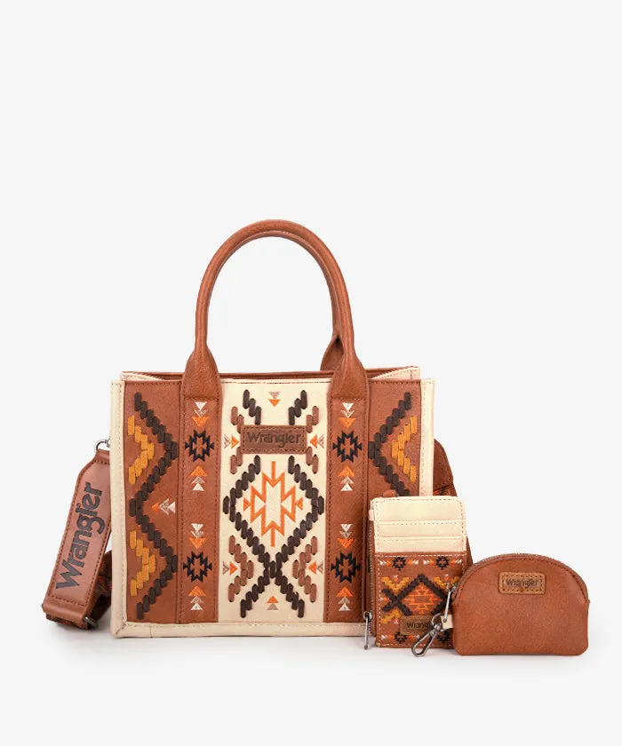 Wrangler Aztec Embroidered Whipstitch Tote Bag Set