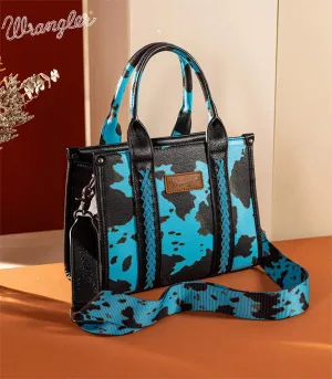 Wrangler Cow Print Concealed Carry Tote/Crossbody - Turquoise