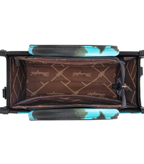 Wrangler Cow Print Concealed Carry Tote/Crossbody - Turquoise