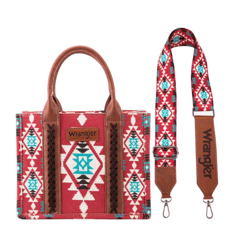 Wrangler Women's Southwestern Dual Sided Print Burgundy Crossbody/Canvas Tote WG2203-8120SBDY