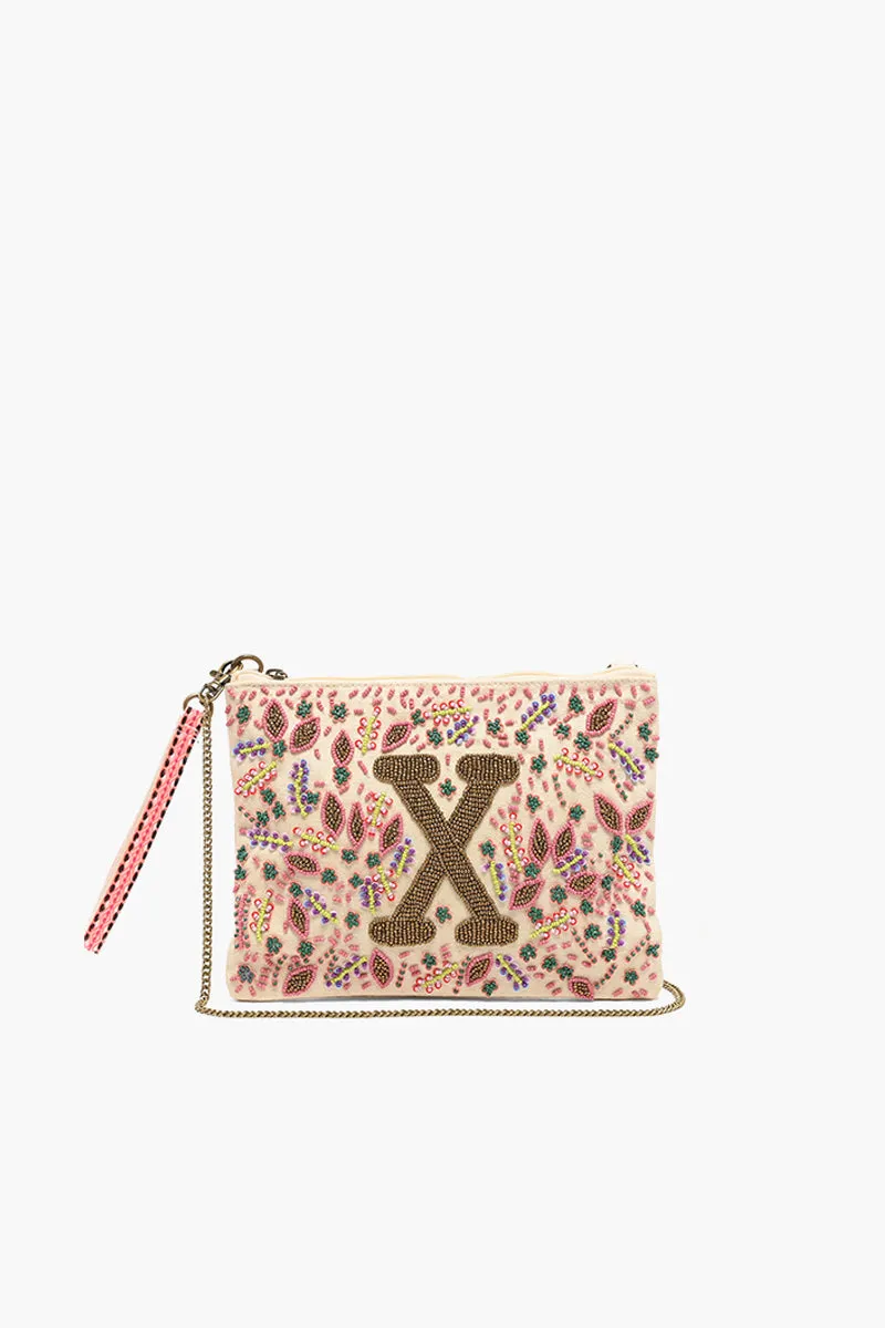 X Initial Embellished Pouch with Coin Bag