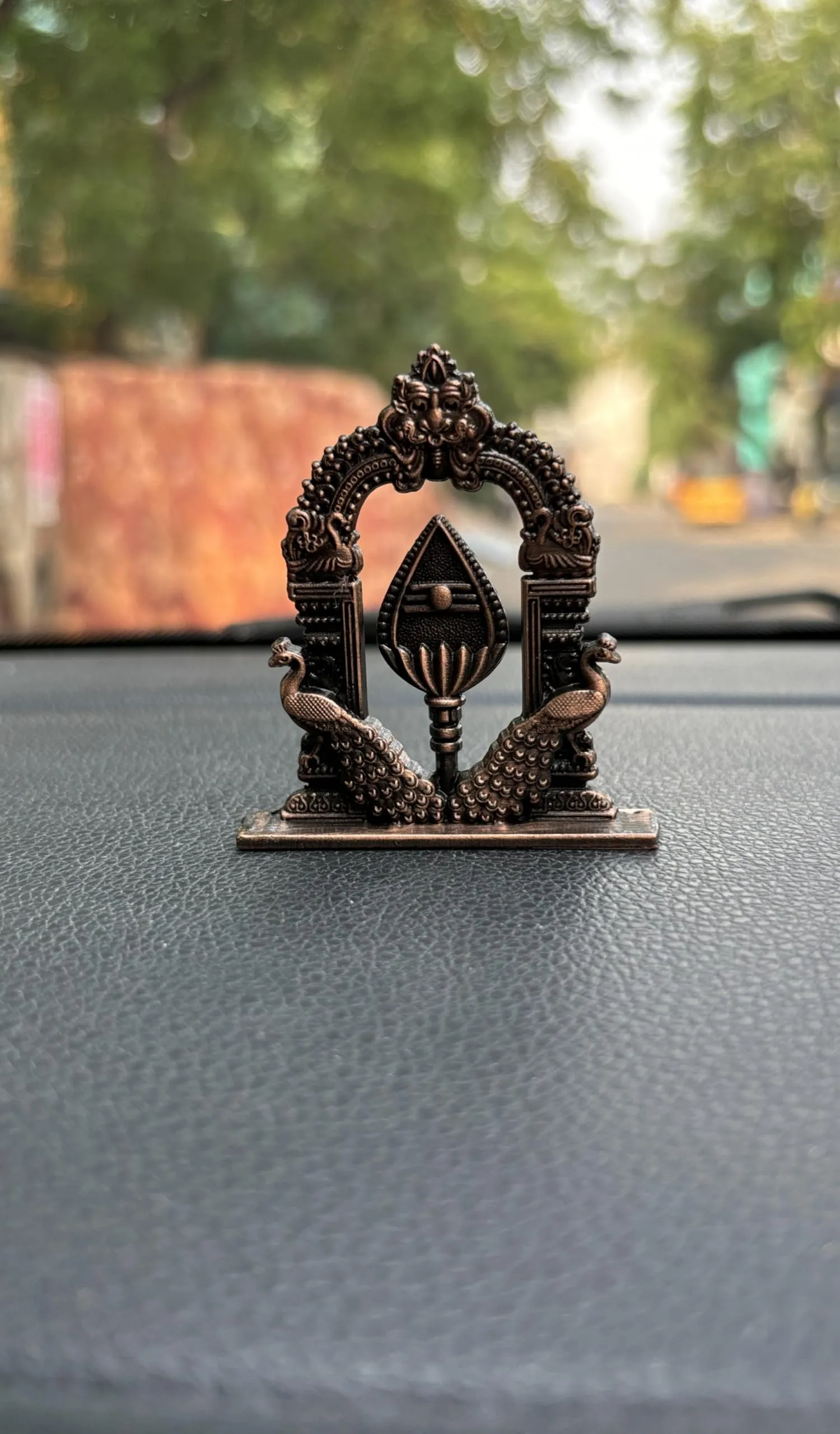 Yaa Catchy Lord Murugan’s Vel to Your Car Dashboard & Pooja Room & Office Hindu God Kartikeya ensuring a Blessed and Protected Journey. (Copper - Peacock)