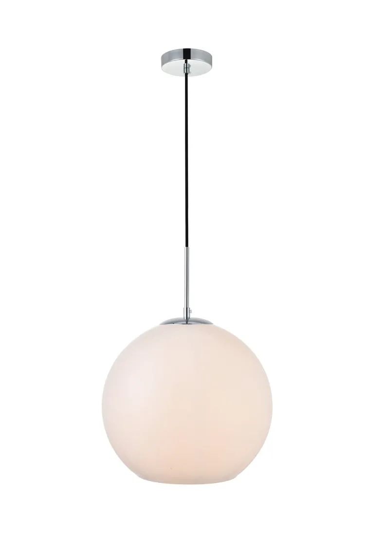 ZC121-LD2217C - Living District: Baxter 1 Light Chrome Pendant With Frosted White Glass