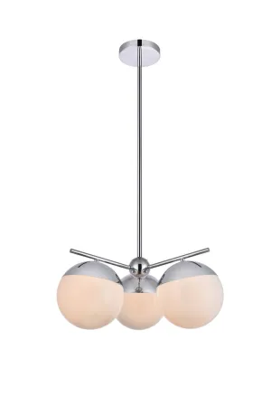 ZC121-LD6130C - Living District: Eclipse 3 Lights Chrome Pendant With Frosted White Glass